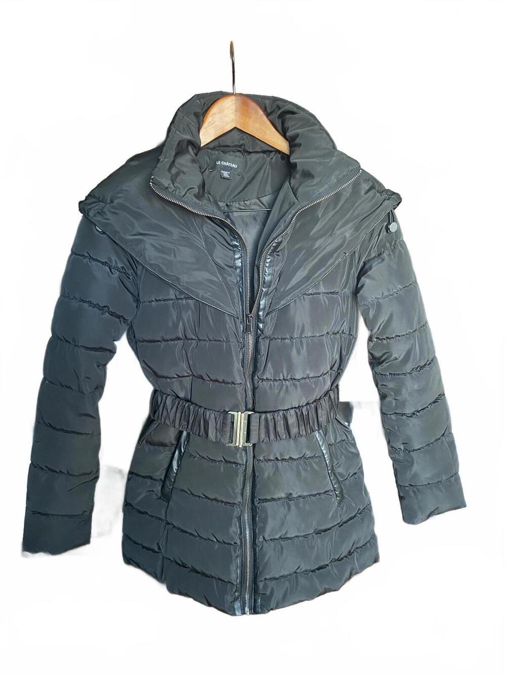 Le Chateau Black Belted Puffer Coat Size XS